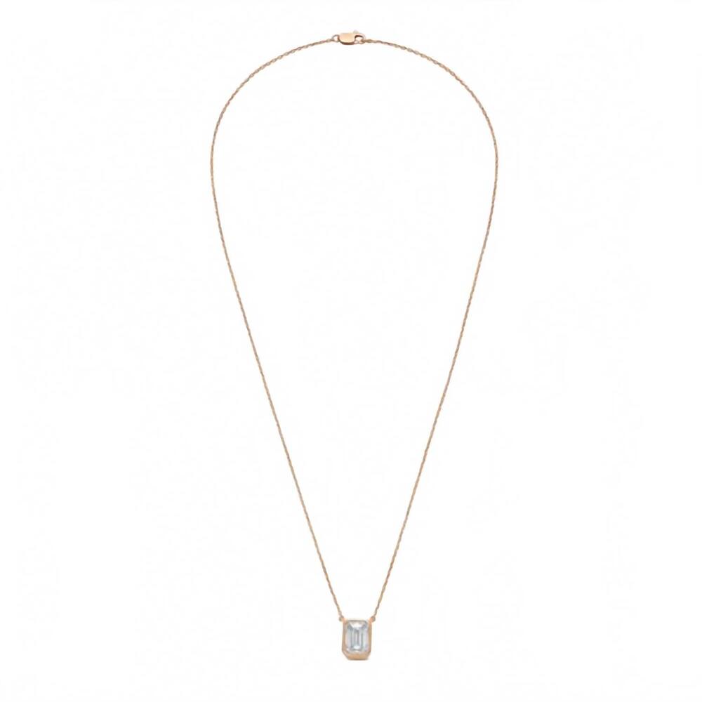 NEW DIANA M JEWELS 3.00cts lab grown emerald bezel pendant necklace in 14kt rose - Picture 2 of 2